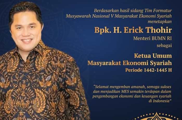 Erick Thohir Ketua Umum MES