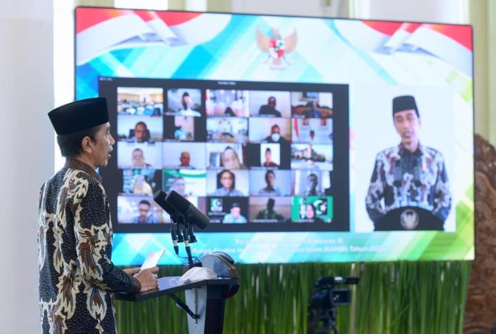Sambutan Presiden Jokowi dalam Pembukaan Rakornas III KAHMI Tahun 2021, Jumat (15 Januari 2021).