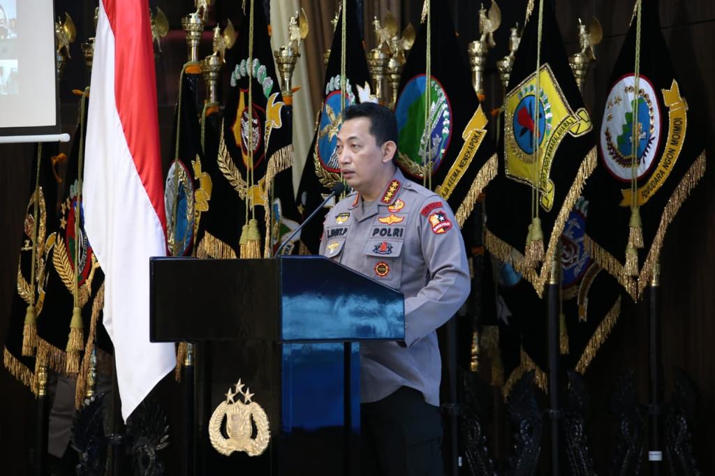 Kapolri Jenderal Polisi Listyo Sigit Prabowo membuka Rapat Kerja Teknis (Rakernis) internal SSDDM Polri di Gedung Rupatama, Mabes Polri, Jakarta Selatan, Rabu (24/3/2021).
