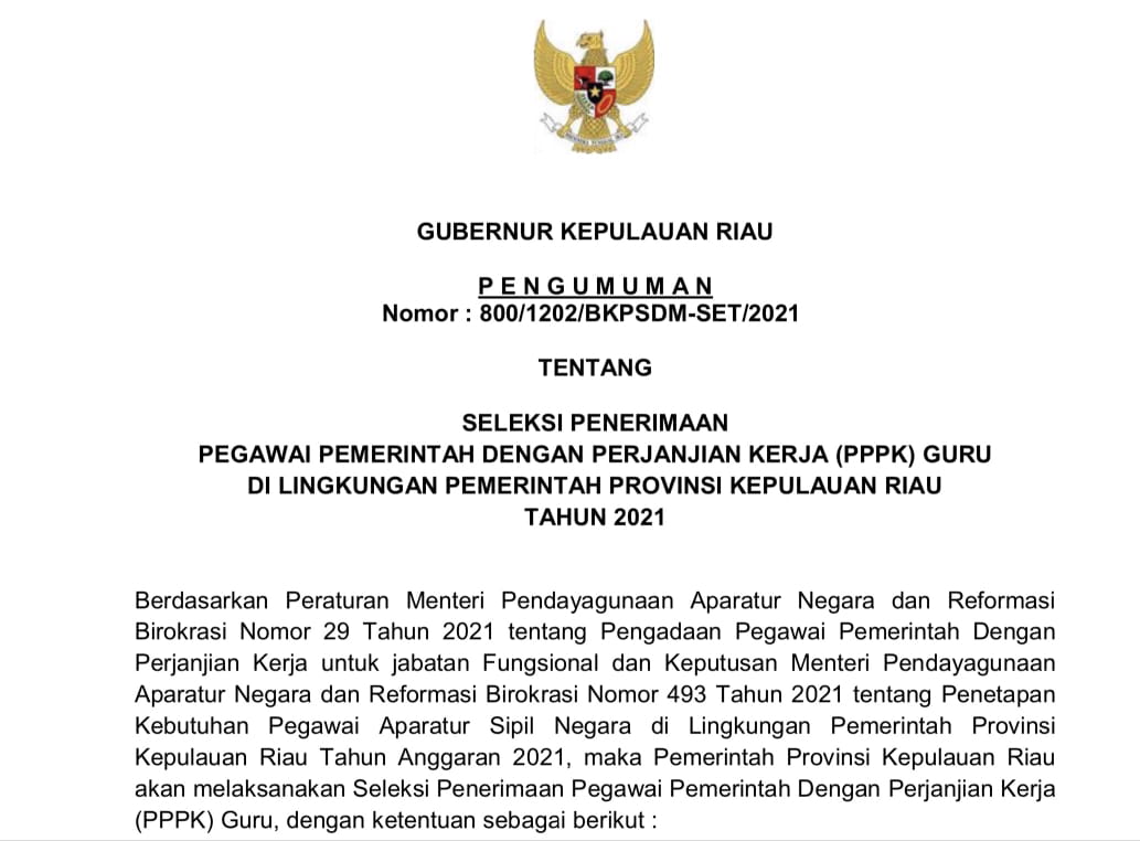 Pendaftaran Guru PPPK Kepri