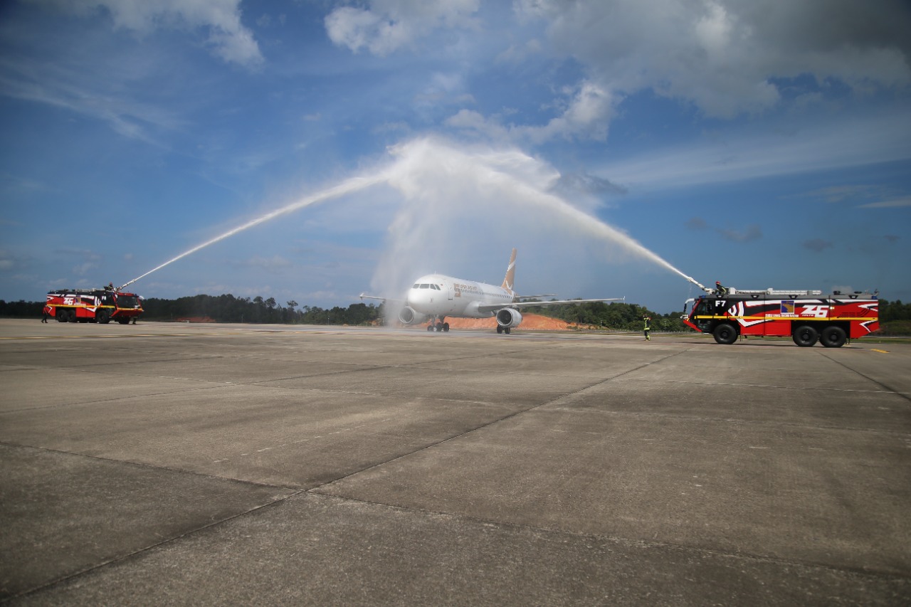 Maskapai yang tergabung dalam Lion Group tersebut melakukan penerbangan pertama dan pendaratan perdana di Bandara Hang Nadim, Jumat (6/8/2021) sore.
