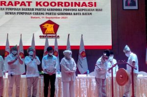 Sekretaris Jenderal Partai Gerindra, Ahmad Muzani, Rapat Koordinasi DPD Partai Gerindra Kepri dan DPC Gerindra Kota Batam, Sabtu (11/9/2021) malam di Hotel Aston.
