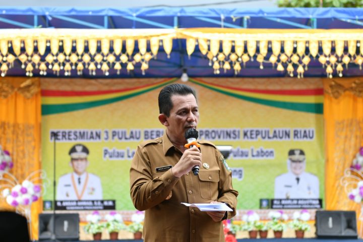 Gubernur Ansar meresmikan pemakaian genset dan jaringan listrik pada acara yang dipusatkan di Pulau Lengkang Kelurahan Sekanak Raya, Kecamatan Belakang Padang, Senin 15 November 2021.