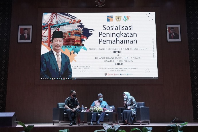 BP Batam menggelar sosialisasi peningkatan pemahaman Buku Tarif Kepabeanan Indonesia (BTKI) dan Klasifikasi Buku Lapangan Usaha Indonesia (KBLI), Selasa 16 November 2021.