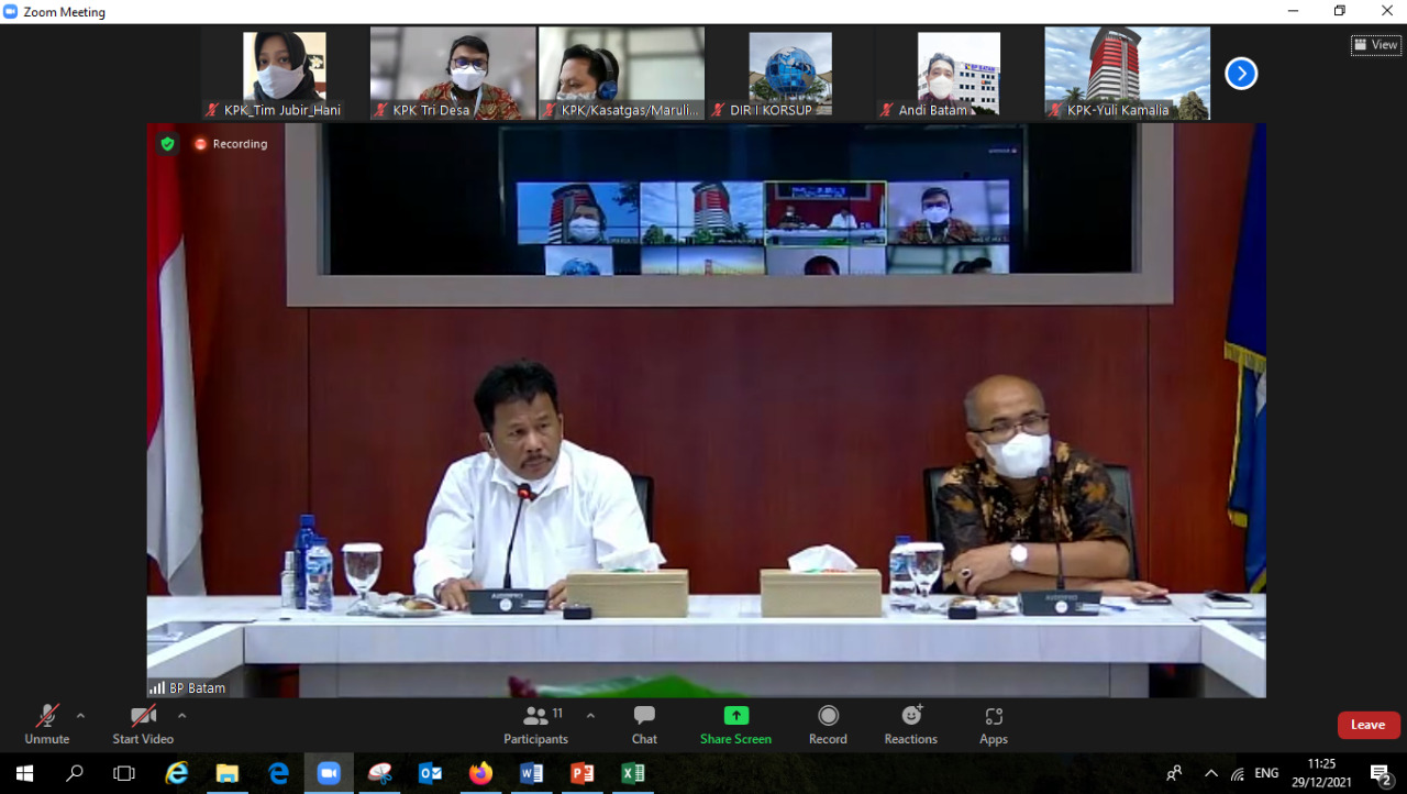 Tangkapan layar rapat koordinasi BP Batam dengan KPK