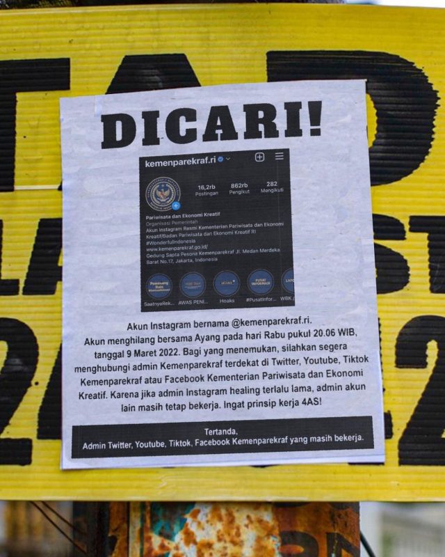 Instagram Kemenparekraf diretas