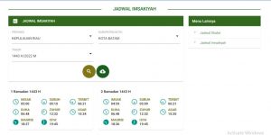 Tangkapan layar jadwal berbuka puasa dan imsakiyah untuk Kota Batam Tangkapan layar jadwal berbuka puasa dan imsakiyah untuk Kota Batam