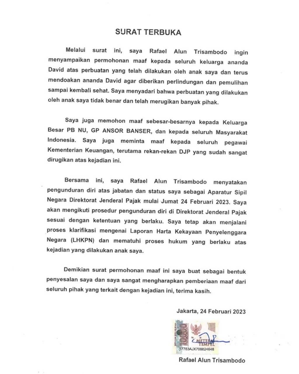 Rafael Alun Trisambodo Mundur