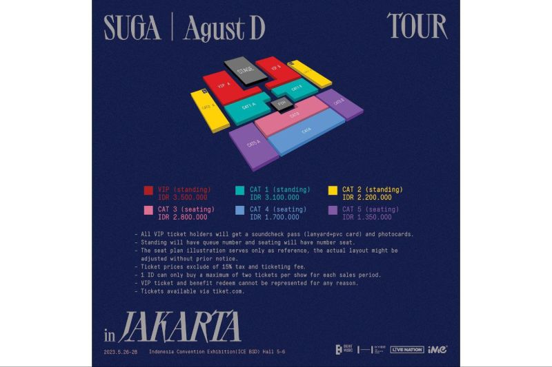 Harga Tiket konser SUGA BTS