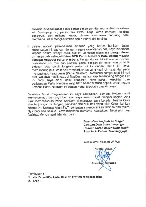 Surat pengunduran diri amsakar