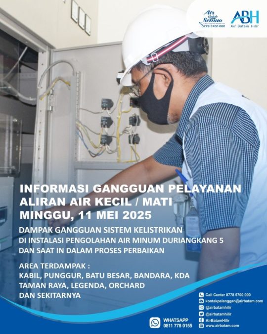 Air batam mati 11 mei 2025