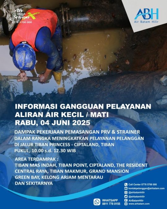 Air batam mati 4 juni
