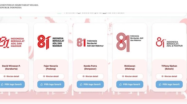 Desain logo karya Tiffany Djohan asal Batam yang masuk lima besar pemilihan logo HUT Ke-81 RI.