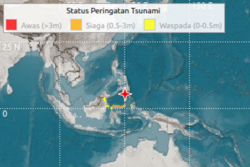 Titik gempa di mindanao memicu siaga tsunami di Sulawesi Utara