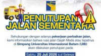 Perbaikan jalan depan UIB Batam