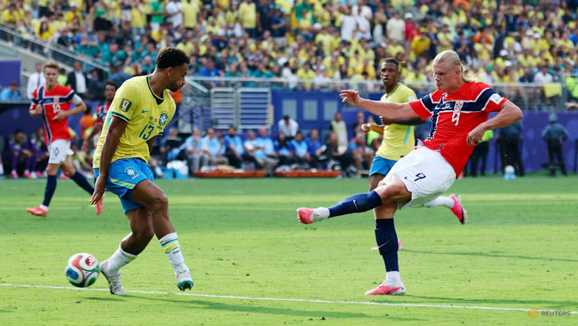 Erling Haaland mencetak gol kemenangan Norwegia ke gawang Brasil pada Piala Dunia 2026.