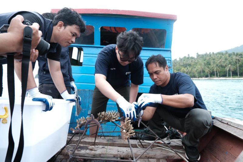 Kegiatan rehabilitasi terumbu karang oleh KOMPAK bersama PT Soechi Lines Tbk di Pulau Pahat, Kepulauan Anambas.
