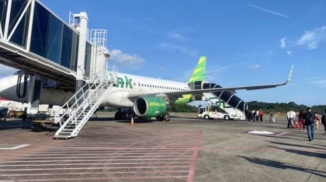 Pesawat Citilink di Bandara Hang Nadim melayani penerbangan langsung Batam-Yogyakarta.