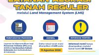 Tampilan sistem Land Management System (LMS) BP Batam untuk layanan alokasi tanah reguler berbasis digital.