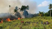 Petugas menyiapkan sumber air untuk menghadapi potensi kekeringan dan kebakaran hutan dan lahan di Natuna.