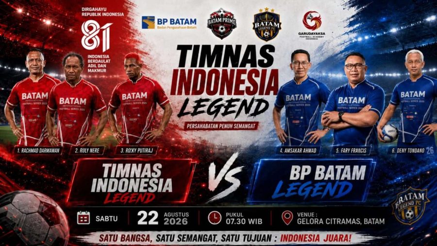 Legenda Timnas Indonesia Rully Nere dalam rangkaian Batam International Football Series 2026.