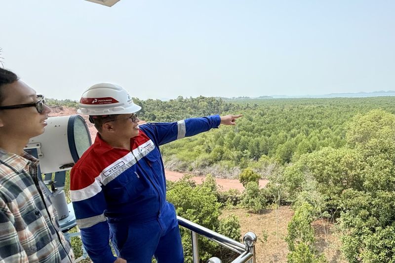 Pipa transmisi gas PGN di kawasan Panaran Batam yang berada di sekitar aktivitas penimbunan lahan.