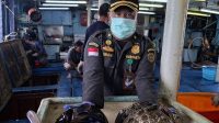 Petugas memeriksa ikan hidup ekspor asal Natuna sebelum dikirim ke Hong Kong.